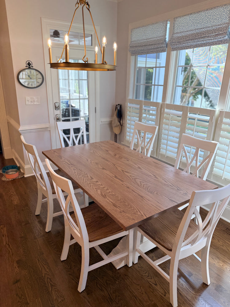 Painted base with a stained Red Oak Hardwood top